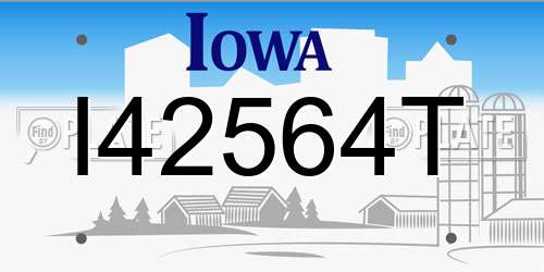 I42564T Iowa License Plate