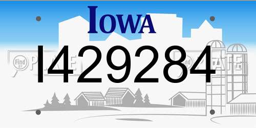 I429284 Iowa License Plate