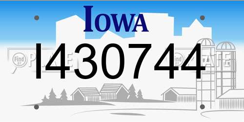 I430744 Iowa License Plate