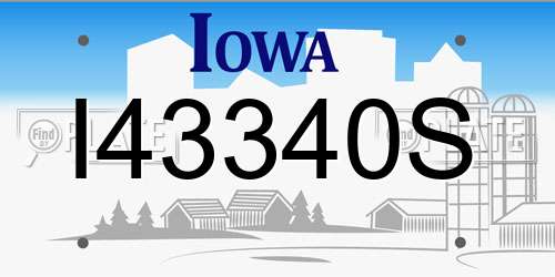 I43340S Iowa License Plate