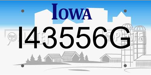 I43556G Iowa License Plate