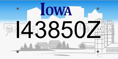 I43850Z Iowa License Plate