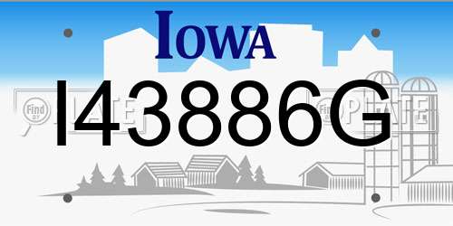 I43886G Iowa License Plate