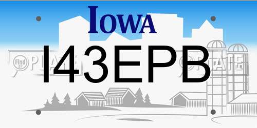 I43EPB Iowa License Plate