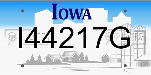 I44217G Iowa License Plate