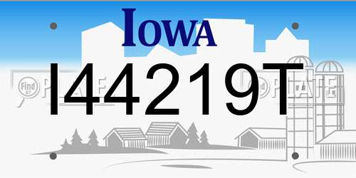 I44219T Iowa License Plate