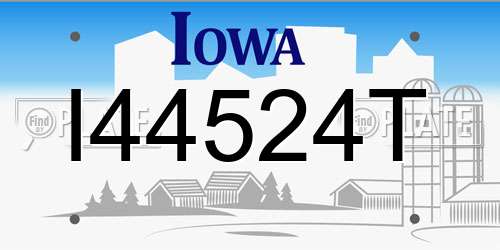 I44524T Iowa License Plate