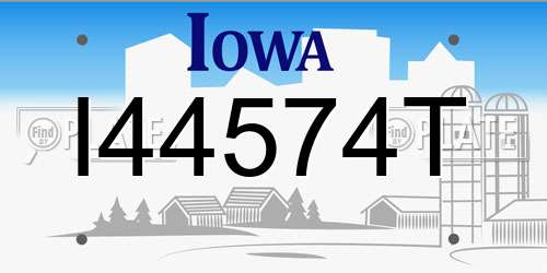 I44574T Iowa License Plate