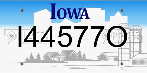 I44577O Iowa License Plate