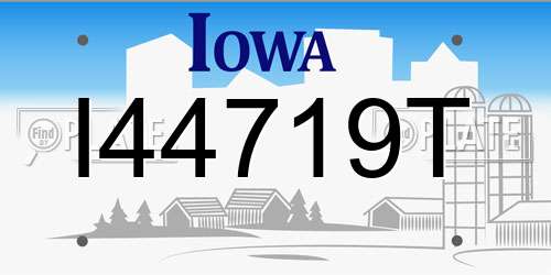 I44719T Iowa License Plate