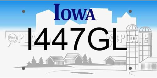 I447GL Iowa License Plate