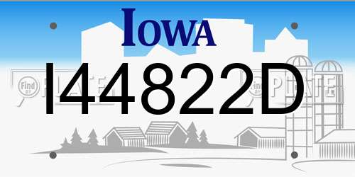 I44822D Iowa License Plate