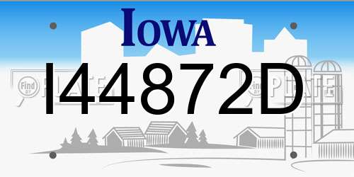 I44872D Iowa License Plate