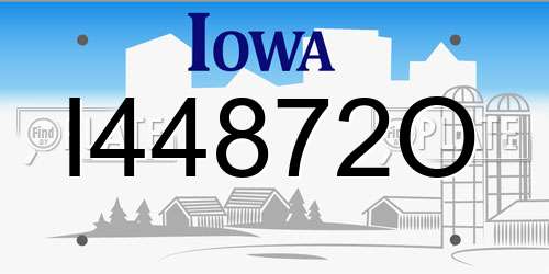 I44872O Iowa License Plate