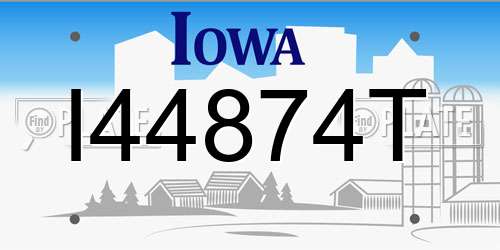 I44874T Iowa License Plate
