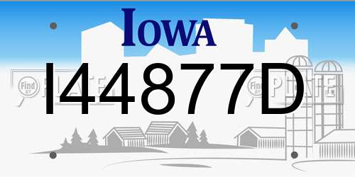 I44877D Iowa License Plate
