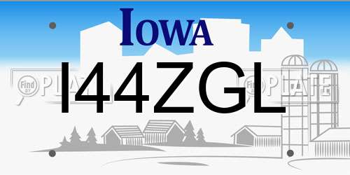 I44ZGL Iowa License Plate
