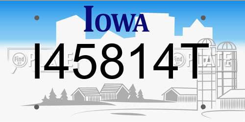I45814T Iowa License Plate
