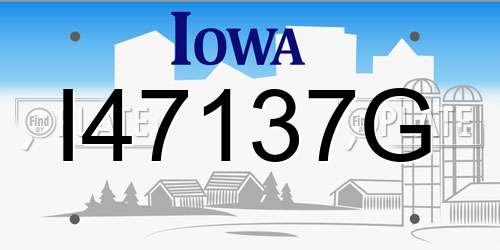 I47137G Iowa License Plate