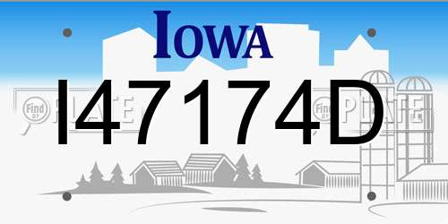 I47174D Iowa License Plate