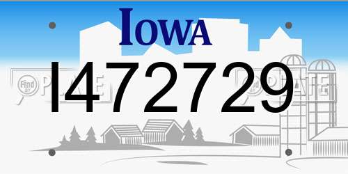 I472729 Iowa License Plate