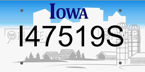 I47519S Iowa License Plate