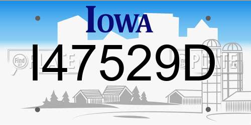 I47529D Iowa License Plate