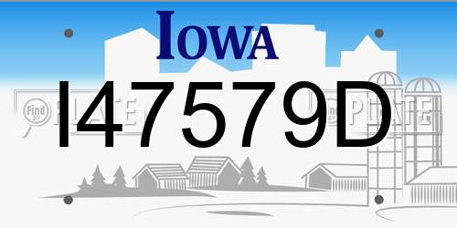 I47579D Iowa License Plate