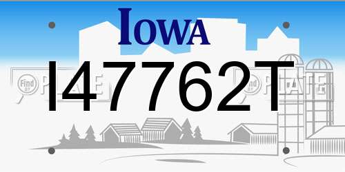 I47762T Iowa License Plate