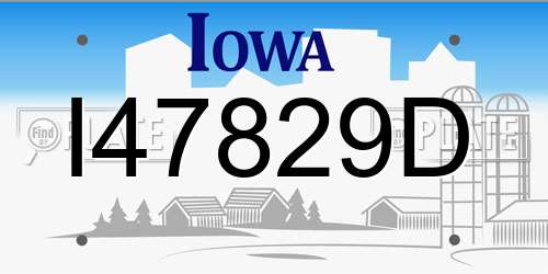 I47829D Iowa License Plate