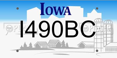 I490BC Iowa License Plate