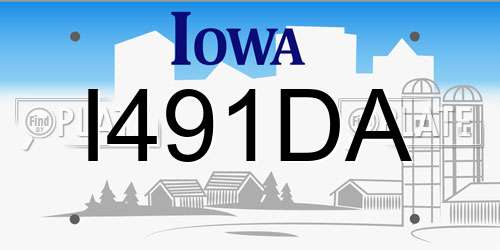 I491DA Iowa License Plate