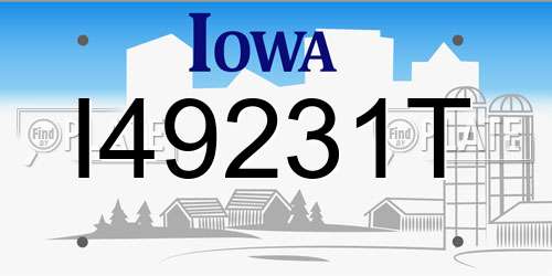 I49231T Iowa License Plate