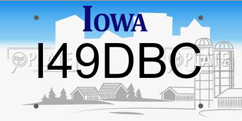 I49DBC Iowa License Plate