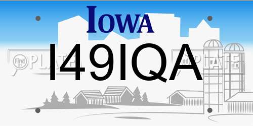 I49IQA Iowa License Plate