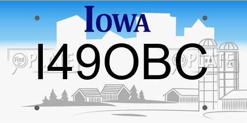 I49OBC Iowa License Plate