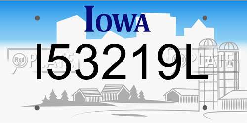 I53219L Iowa License Plate