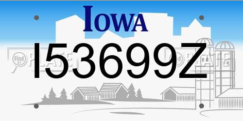 I53699Z Iowa License Plate