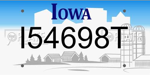 I54698T Iowa License Plate