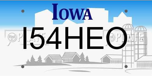 I54HEO Iowa License Plate
