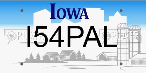 I54PAL Iowa License Plate