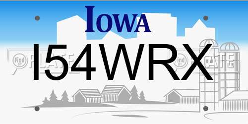 I54WRX Iowa License Plate