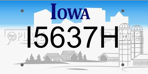I5637H Iowa License Plate