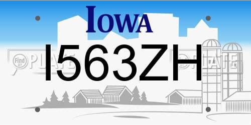 I563ZH Iowa License Plate