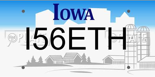 I56ETH Iowa License Plate
