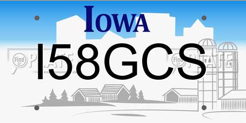 I58GCS Iowa License Plate