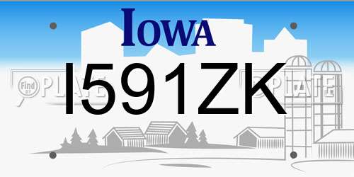 I591ZK Iowa License Plate