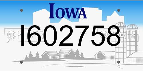 I602758 Iowa License Plate