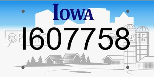 I607758 Iowa License Plate