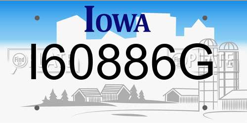 I60886G Iowa License Plate